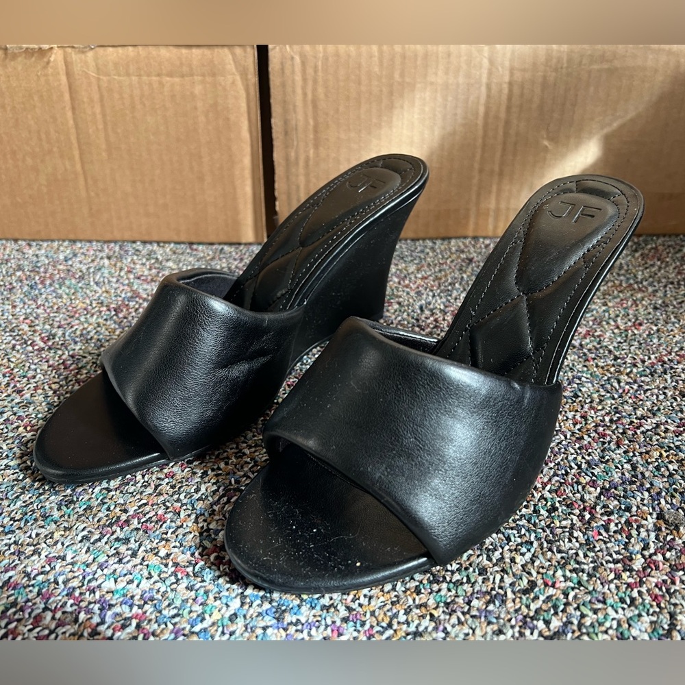 Justfab Cushioned High Heel Wedge Mules